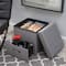 Simplify Gray Collapsible Storage Ottoman with Drawer